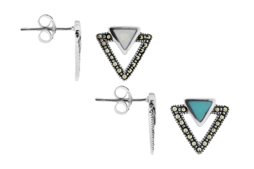 Pendiente plata 925 doble triangulo marquesita 