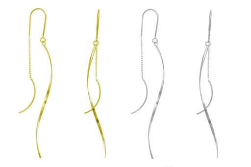 Pendiente plata 925 cinta plana con cadena