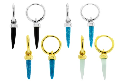 Silver 925 pencil semi precious stone earring