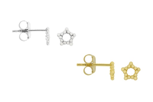 Pendiente plata 925 estrella bolitas 