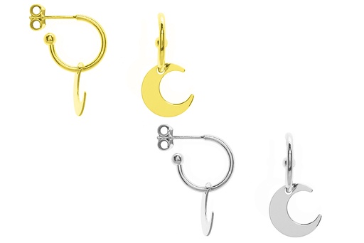 Silver 925 moon earring