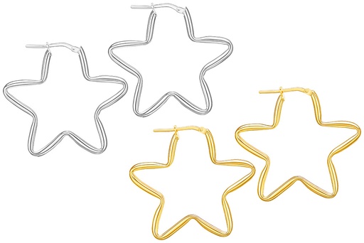 Sterling silver star-shaped hoop earring