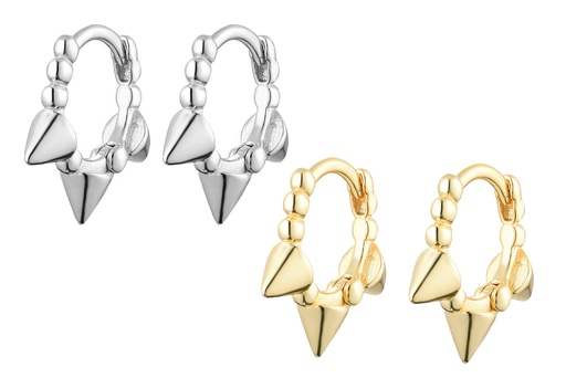 Pendiente plata 925 aro tres picos 