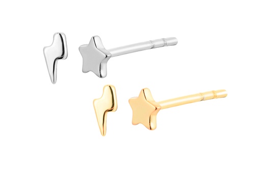 Pendiente plata 925 estrella y rayo