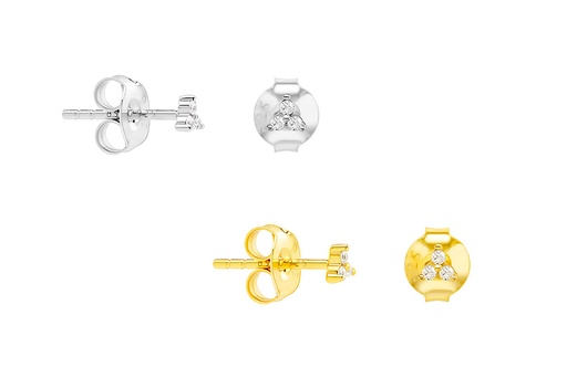 Pendiente plata 925 tres zirconitas con grapas