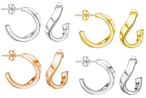 Aro plata 925 rectangular ondulado presión