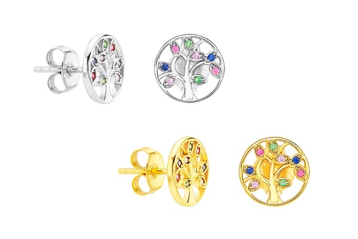 Pendiente plata 925 arbol de la vida con zirconita