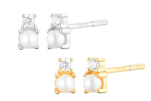 Silver 925 mini pearl & cz earring