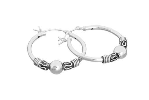 Silver 925 bali hoop earring