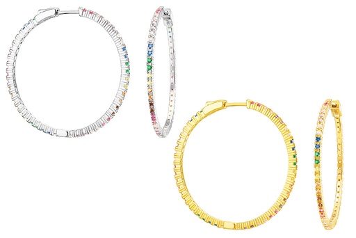 Pendiente plata 925 aro con mix de zirconitas 