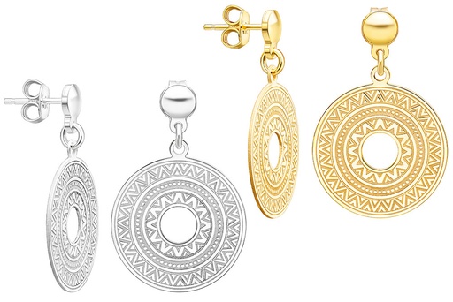 Pendiente plata 925 sol azteca 