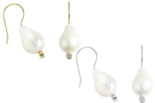 Silver 925 pearl & cz earring