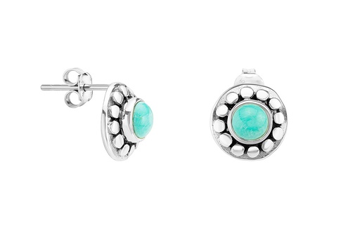 [138150006GTU] Pendiente plata 925 flor con turquesa presión 