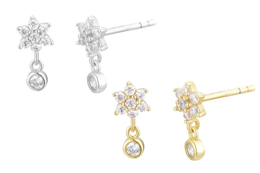 Sterling silver star zirconia earring