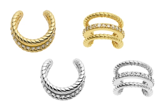 Pendiente plata 925 ear-cuff tres lineas 