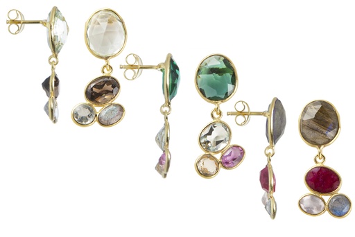 Pendiente plata 925 piedras semipreciosas 