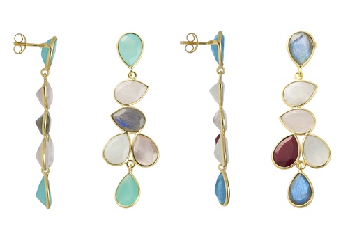 [139540002RMC] Pendiente plata 925 largos piedras semipreciosas 