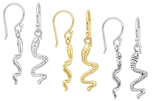 Pendiente plata 925 serpiente gancho hippie