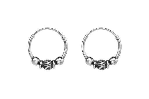 [1414714000OX] Sterling silver 925 bali hoop earrings