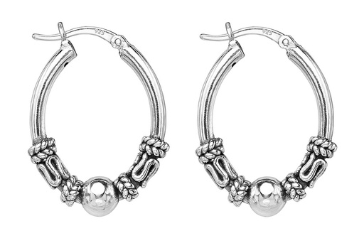 [1414828000OX] Sterling silver 925 bali hoop earrings