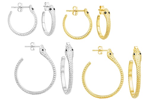 Silver 925 hoop earring snake with cz