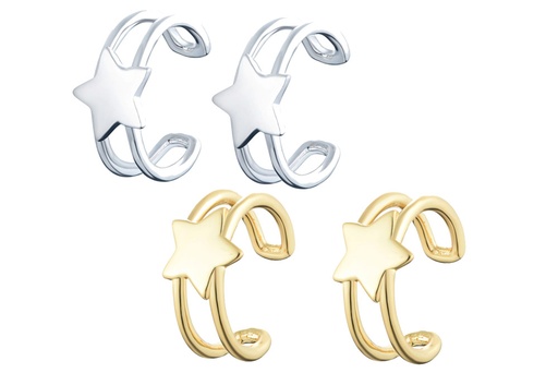 Silver 925 star ear-cuff earring rhodium