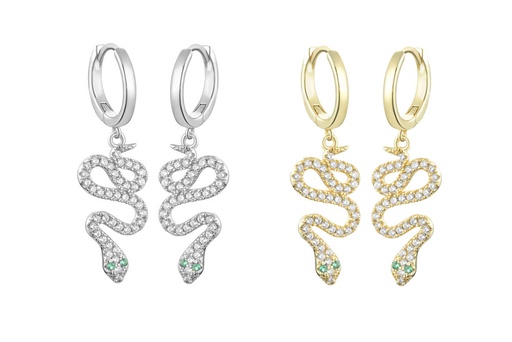 [144210001WES] Silver 925 snake hoop earring with cz