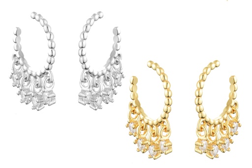 Pendiente plata 925 ear-cuff con zirconitas 