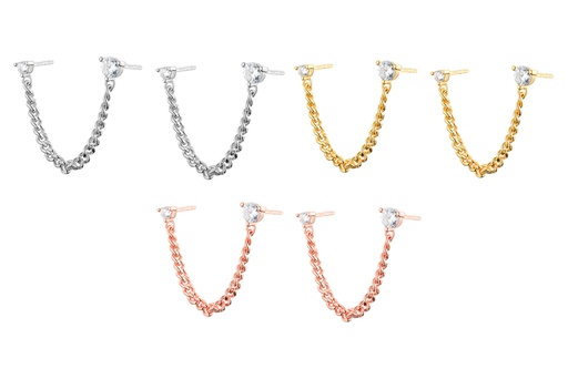 Silver 925 doble piercing with cz