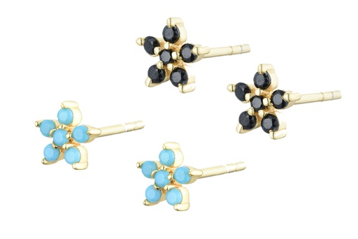 Pendiente plata 925 flor con zirconitas 