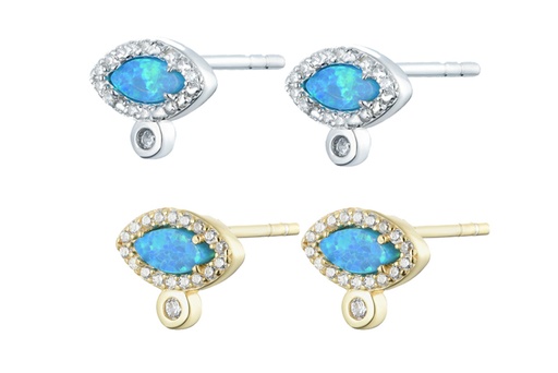 Pendiente plata 925 ojo turco con zirconitas 