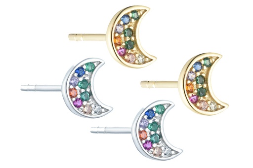 Silver 925 moon earring with cubic zirconia