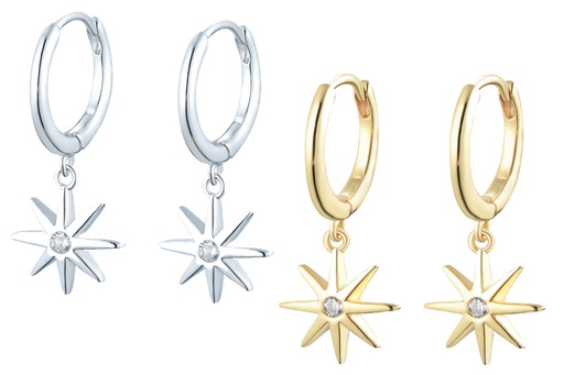 925 silver hoop earring with zirconia star