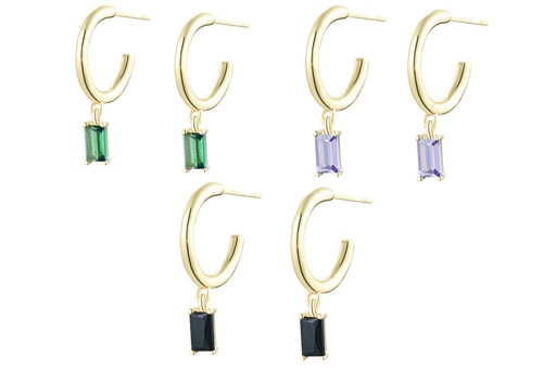 925 silver hoop earring with zirconia rectangular