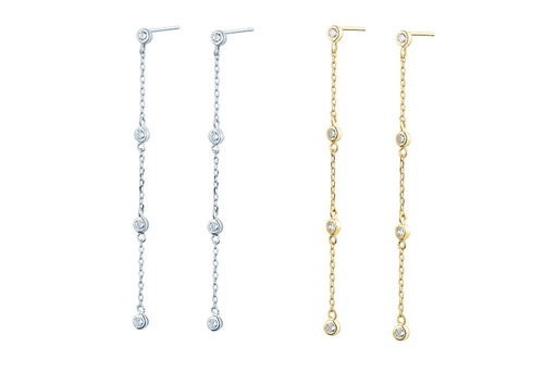 Sterling silver long earring with cubic zirconia