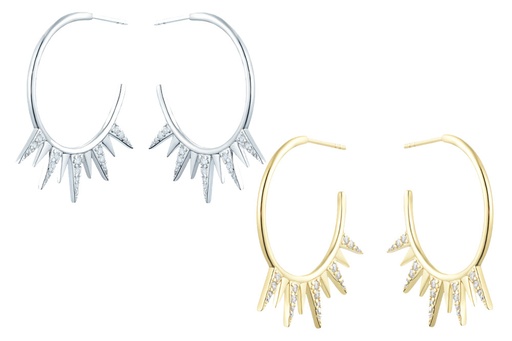 Sterling silver half sun earring with cubic zirconia