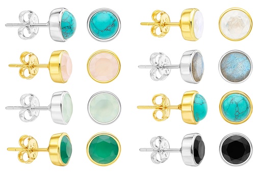 Sterling silver earring with semi-precious stone