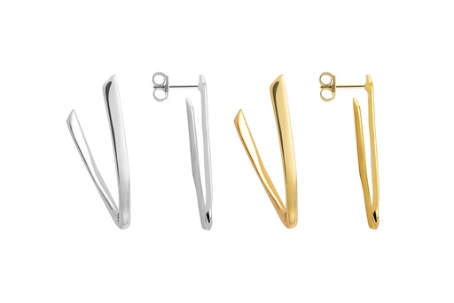 Sterling silver v shaped hoop stud earring