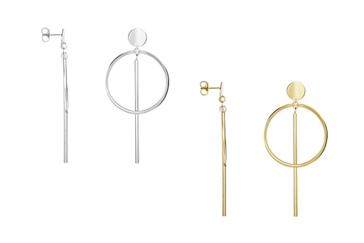 Sterling silver long earring circle & stick