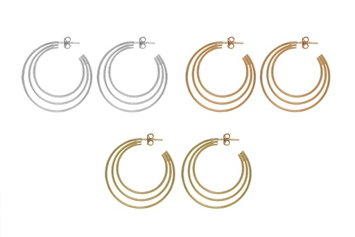 Sterling silver triple hoop earrings