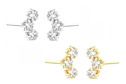 Pendiente plata 925 tres zirconitas 