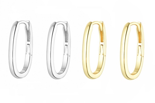 Sterling silver oval hoop earring