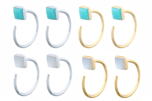 Sterling silver mini squared stone earring