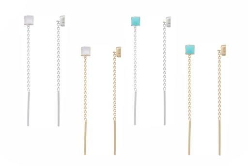 Sterling silver mini squared stone earring