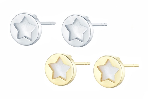 Sterling silver circle with mop star earring