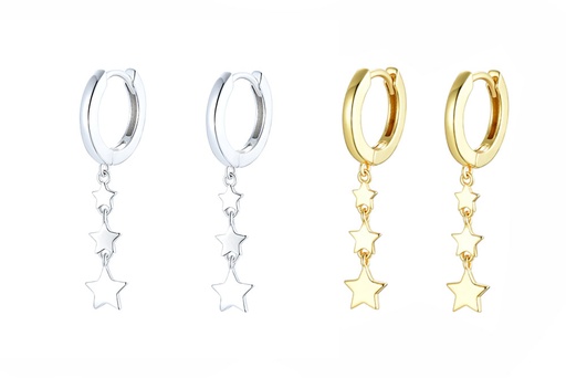 Sterling silver three stars earring