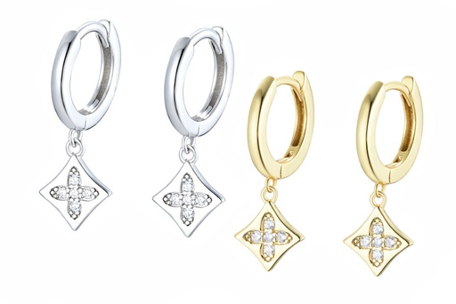 Sterling silver squared zirconia earring