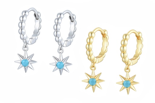 Sterling silver compass rose earring