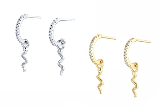 Sterling silver mini snake zirconia earring