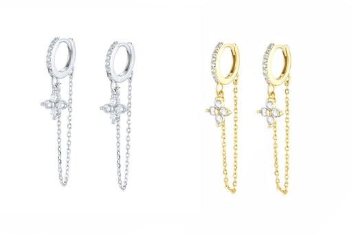 Sterling silver zirconia flower earring